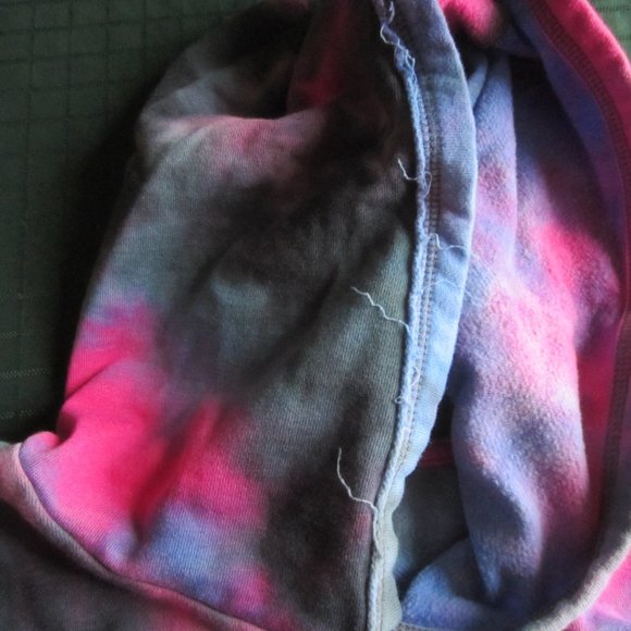 LOVE, FIRE Girl's Sweatshirt Hoodie Size M Tie Dye Fleece Blue Pink Torn Look - Picture 4 of 9